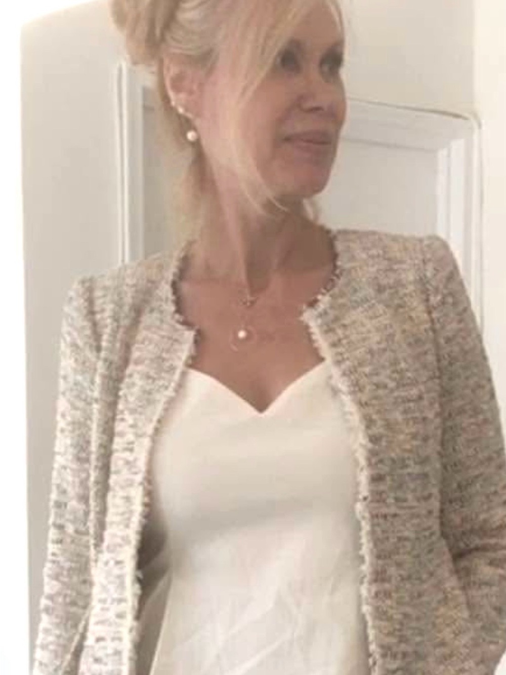 Rebecca Taylor Textured Pale Pink Tweed Open-Front Women's Jacket size 4
